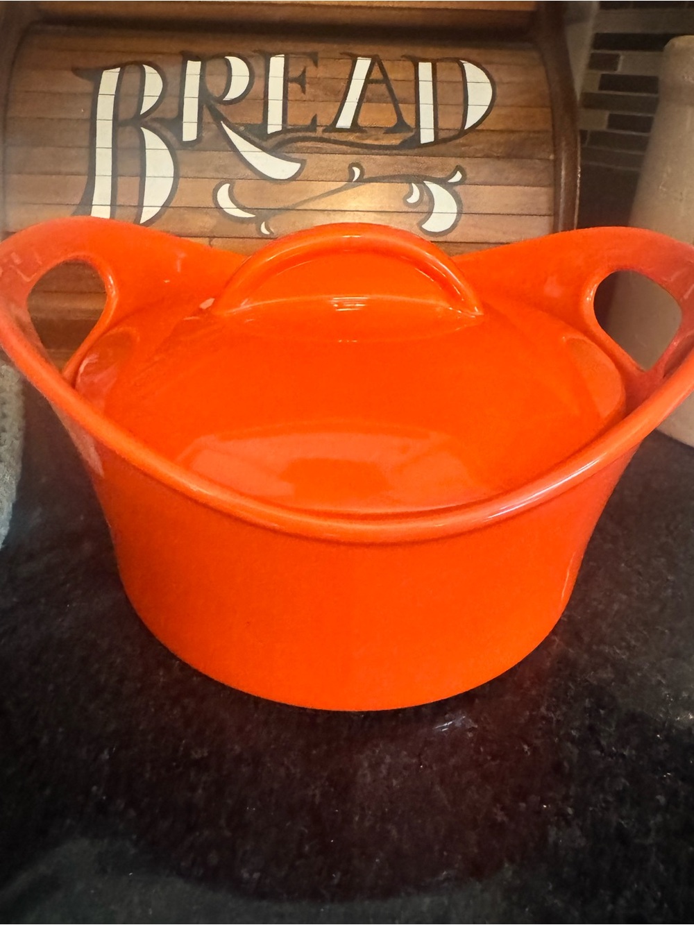 Rachael Ray Vibrant Orange Ceramic Covered Casserole with Integrated Handle